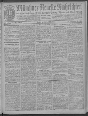 Münchner neueste Nachrichten Dienstag 11. Mai 1920