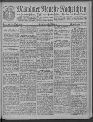 Münchner neueste Nachrichten Samstag 15. Mai 1920