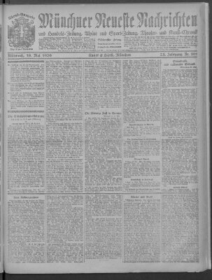 Münchner neueste Nachrichten Mittwoch 19. Mai 1920