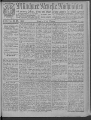 Münchner neueste Nachrichten Donnerstag 20. Mai 1920