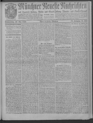 Münchner neueste Nachrichten Donnerstag 20. Mai 1920