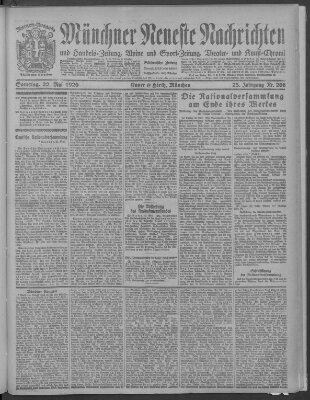 Münchner neueste Nachrichten Samstag 22. Mai 1920