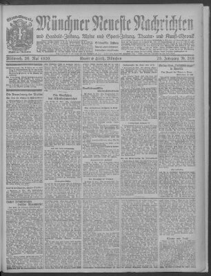 Münchner neueste Nachrichten Mittwoch 26. Mai 1920