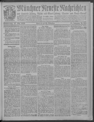 Münchner neueste Nachrichten Donnerstag 27. Mai 1920