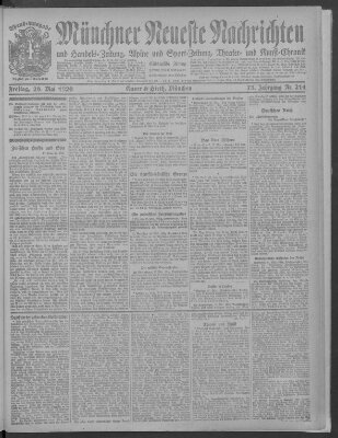 Münchner neueste Nachrichten Freitag 28. Mai 1920