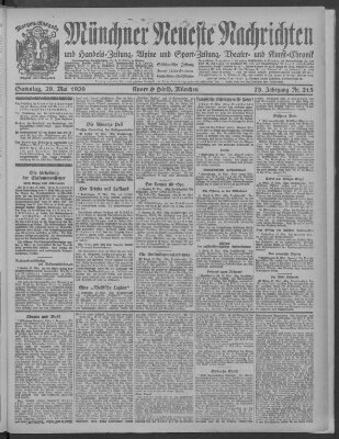 Münchner neueste Nachrichten Samstag 29. Mai 1920