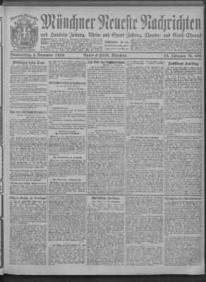 Münchner neueste Nachrichten Donnerstag 4. November 1920