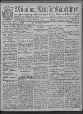 Münchner neueste Nachrichten Donnerstag 4. November 1920