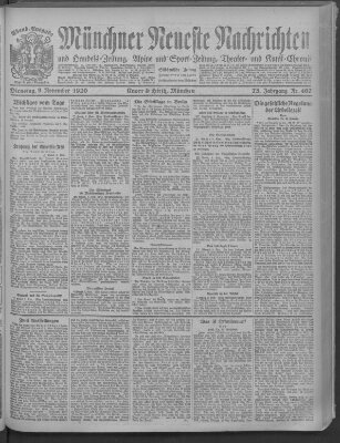 Münchner neueste Nachrichten Dienstag 9. November 1920