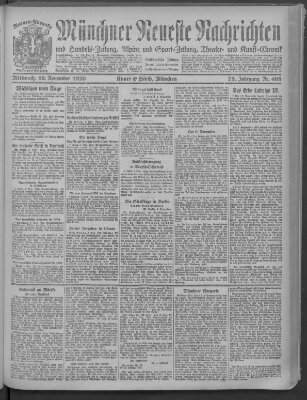 Münchner neueste Nachrichten Mittwoch 10. November 1920