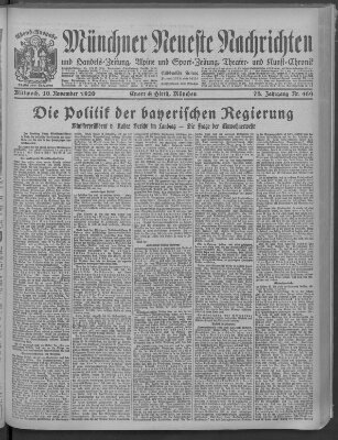 Münchner neueste Nachrichten Mittwoch 10. November 1920