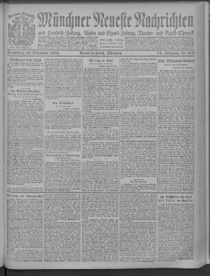 Münchner neueste Nachrichten Samstag 20. November 1920