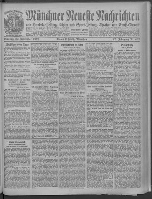 Münchner neueste Nachrichten Montag 22. November 1920