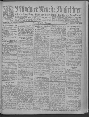 Münchner neueste Nachrichten Dienstag 23. November 1920