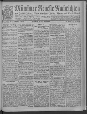 Münchner neueste Nachrichten Dienstag 23. November 1920