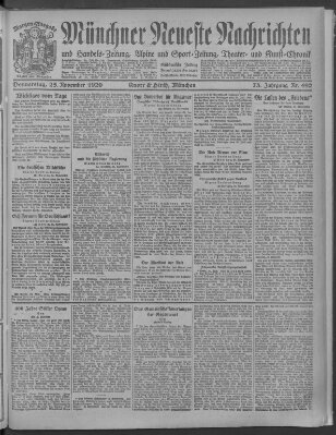 Münchner neueste Nachrichten Donnerstag 25. November 1920