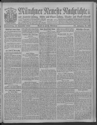 Münchner neueste Nachrichten Donnerstag 25. November 1920