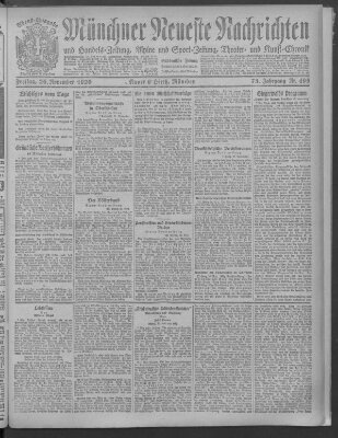 Münchner neueste Nachrichten Freitag 26. November 1920