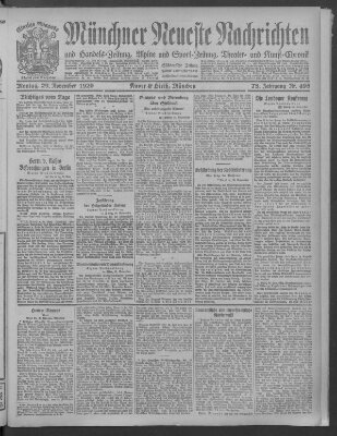 Münchner neueste Nachrichten Montag 29. November 1920