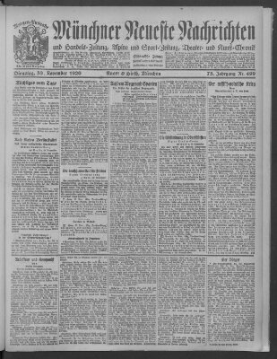 Münchner neueste Nachrichten Dienstag 30. November 1920