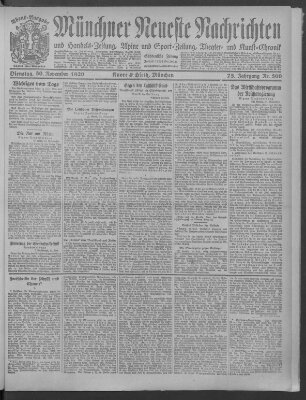 Münchner neueste Nachrichten Dienstag 30. November 1920