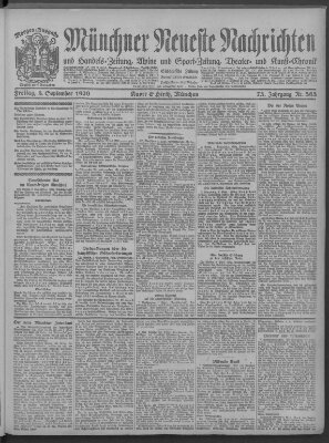 Münchner neueste Nachrichten Freitag 3. September 1920