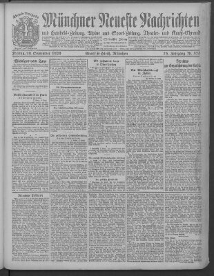 Münchner neueste Nachrichten Freitag 10. September 1920