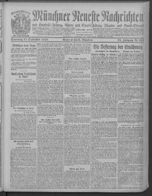 Münchner neueste Nachrichten Samstag 11. September 1920