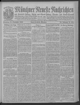 Münchner neueste Nachrichten Dienstag 21. September 1920