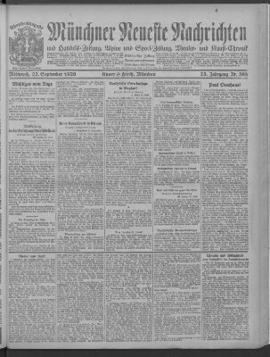 Münchner neueste Nachrichten Mittwoch 22. September 1920