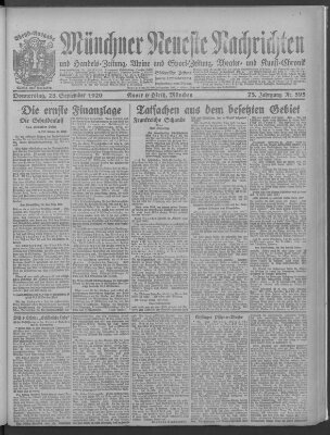 Münchner neueste Nachrichten Donnerstag 23. September 1920