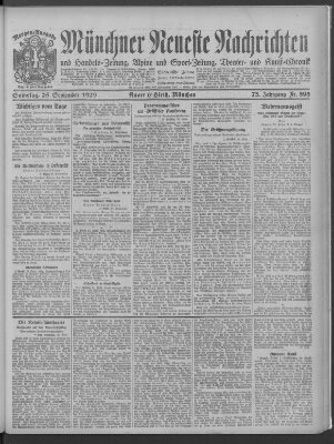 Münchner neueste Nachrichten Samstag 25. September 1920