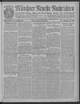 Münchner neueste Nachrichten Sonntag 26. September 1920