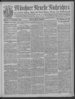 Münchner neueste Nachrichten Montag 27. September 1920