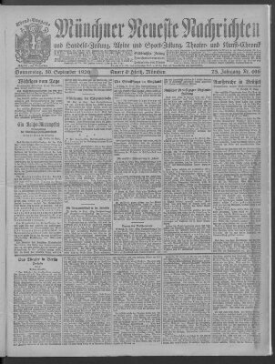 Münchner neueste Nachrichten Donnerstag 30. September 1920