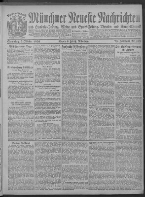 Münchner neueste Nachrichten Samstag 2. Oktober 1920