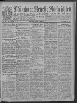 Münchner neueste Nachrichten Montag 4. Oktober 1920