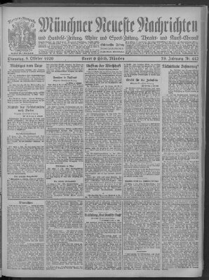 Münchner neueste Nachrichten Dienstag 5. Oktober 1920