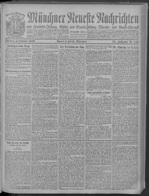 Münchner neueste Nachrichten Freitag 8. Oktober 1920