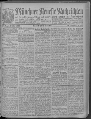 Münchner neueste Nachrichten Freitag 8. Oktober 1920