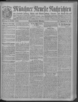 Münchner neueste Nachrichten Montag 11. Oktober 1920