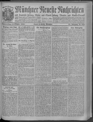 Münchner neueste Nachrichten Donnerstag 14. Oktober 1920