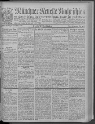 Münchner neueste Nachrichten Samstag 16. Oktober 1920