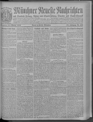 Münchner neueste Nachrichten Dienstag 19. Oktober 1920