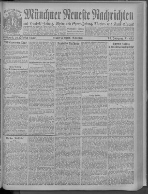 Münchner neueste Nachrichten Mittwoch 20. Oktober 1920