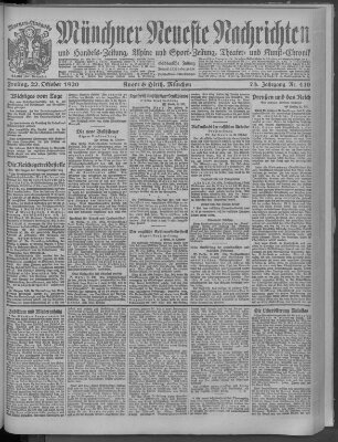 Münchner neueste Nachrichten Freitag 22. Oktober 1920