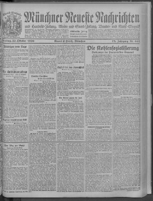 Münchner neueste Nachrichten Freitag 22. Oktober 1920