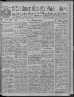 Münchner neueste Nachrichten Montag 25. Oktober 1920