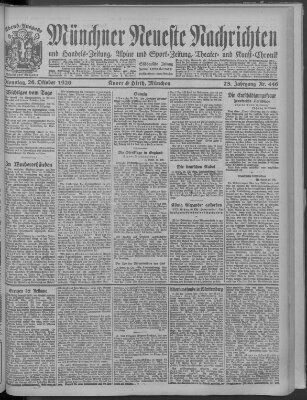 Münchner neueste Nachrichten Dienstag 26. Oktober 1920