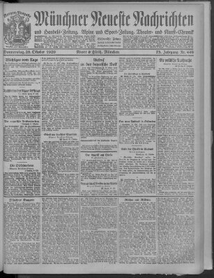 Münchner neueste Nachrichten Donnerstag 28. Oktober 1920